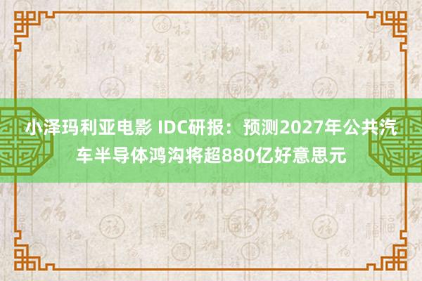 小泽玛利亚电影 IDC研报：预测2027年公共汽车半导体鸿沟将超880亿好意思元