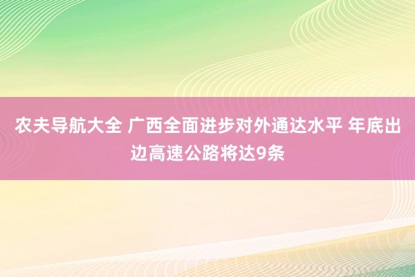 农夫导航大全 广西全面进步对外通达水平 年底出边高速公路将达9条