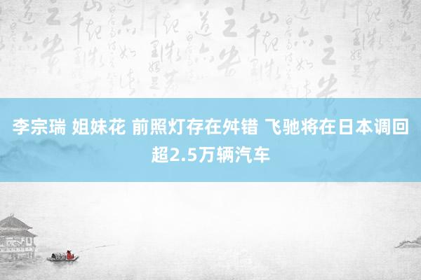 李宗瑞 姐妹花 前照灯存在舛错 飞驰将在日本调回超2.5万辆汽车