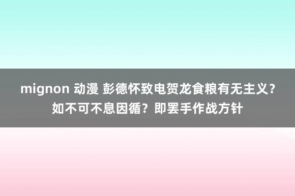 mignon 动漫 彭德怀致电贺龙食粮有无主义？如不可不息因循？即罢手作战方针