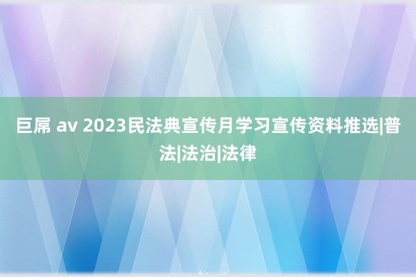 巨屌 av 2023民法典宣传月学习宣传资料推选|普法|法治|法律