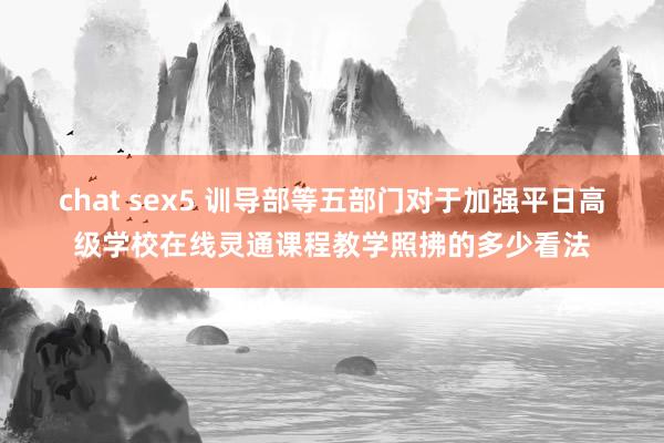 chat sex5 训导部等五部门对于加强平日高级学校在线灵通课程教学照拂的多少看法